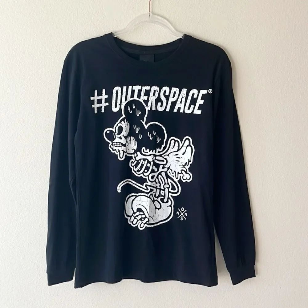 Outerspace Mickey Mouse Skeleton Long Sleeve Shirt